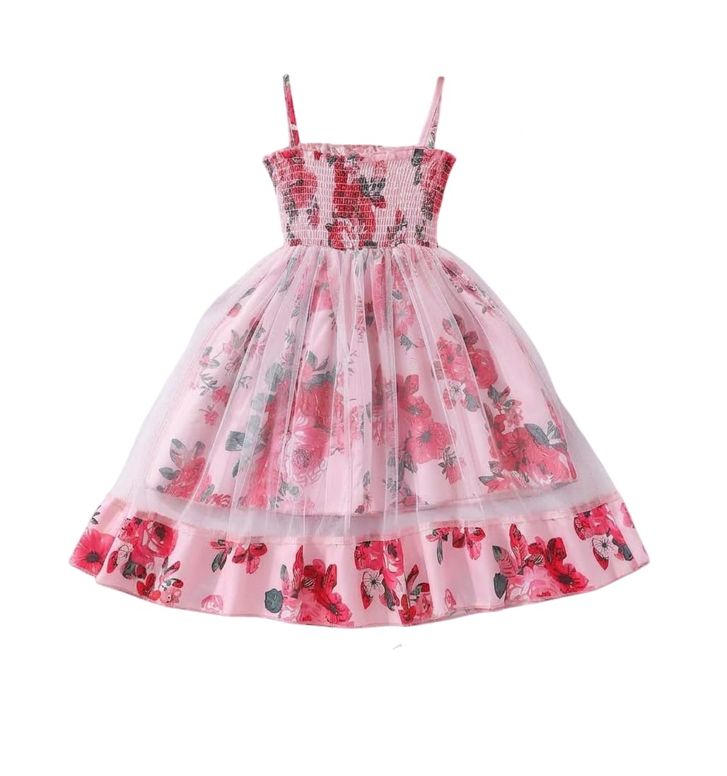 TAGAS Girls Pink Party Dress| Floral Waist Embroidered Frock for Kids | Soft Cotton Blend | Birthday & Occasion Wear|Birthday Dress for Kids |prinsses Dresses |-image-2