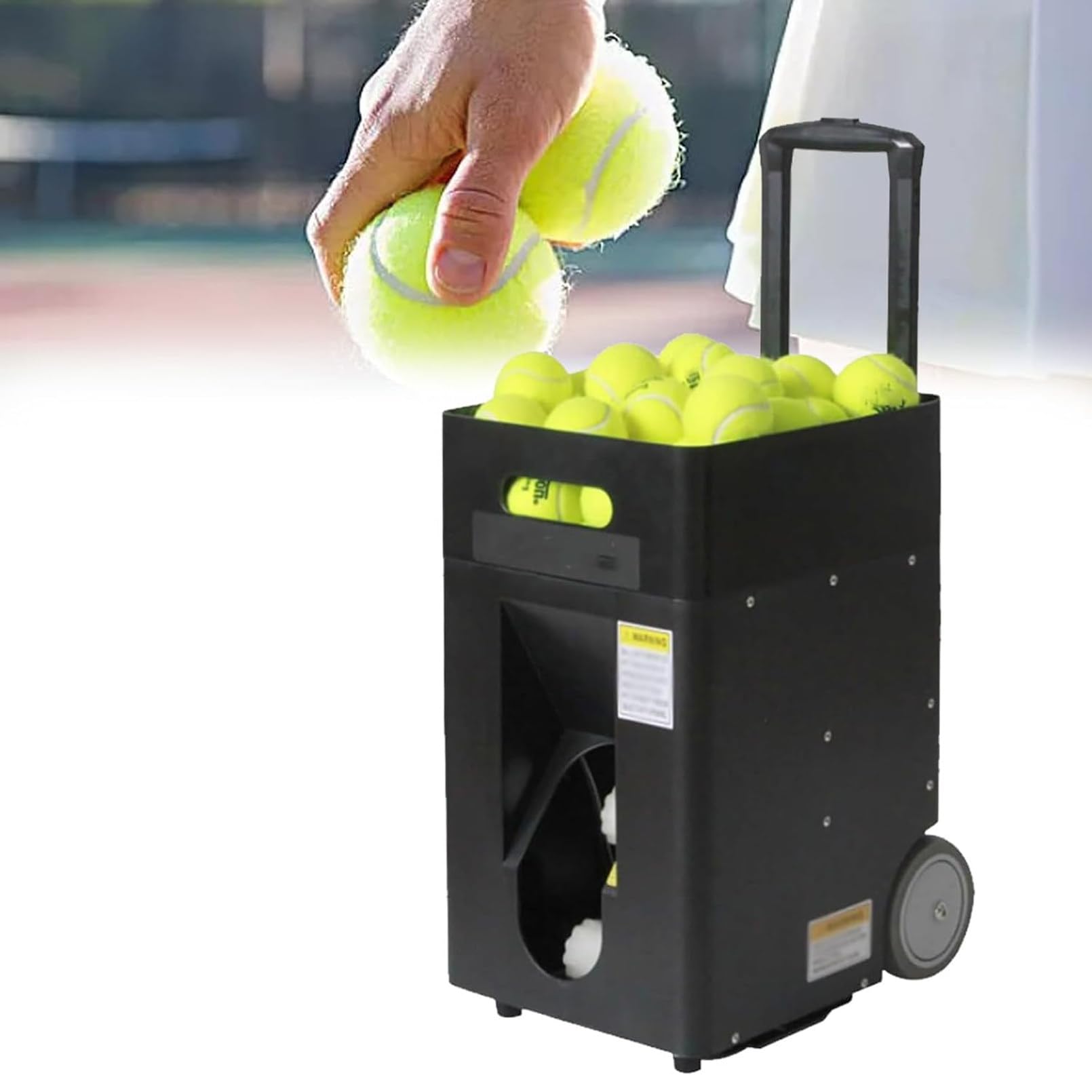 Máquina de pelotas de tenis, lanzador automático de pelotas de tenis, control remoto y aplicación, máquina de práctica de giro superior y retroceso de altura ajustable, para principiantes y adultos
