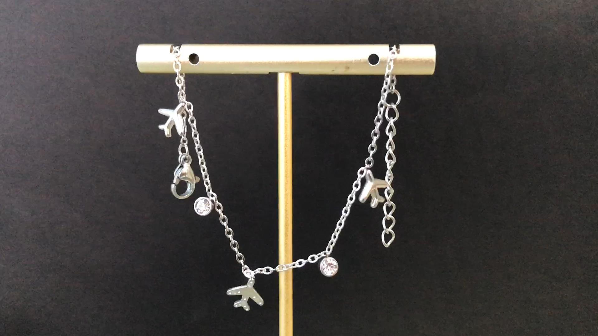 Amazon.com: Dainty Airplane CZ Bezel Hand Chain Bracelet for Women