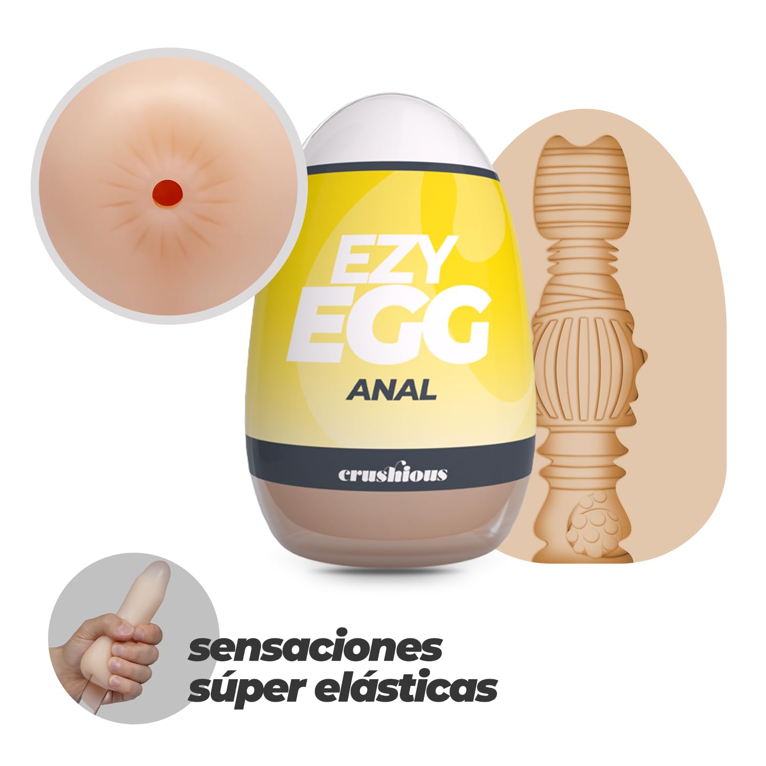 Ezy Egg Caja de 6 Huevos Masturbadores Masculinos, 6 Texturas Diferentes, TPE y ABS, Compatible con Lubricante Base Agua