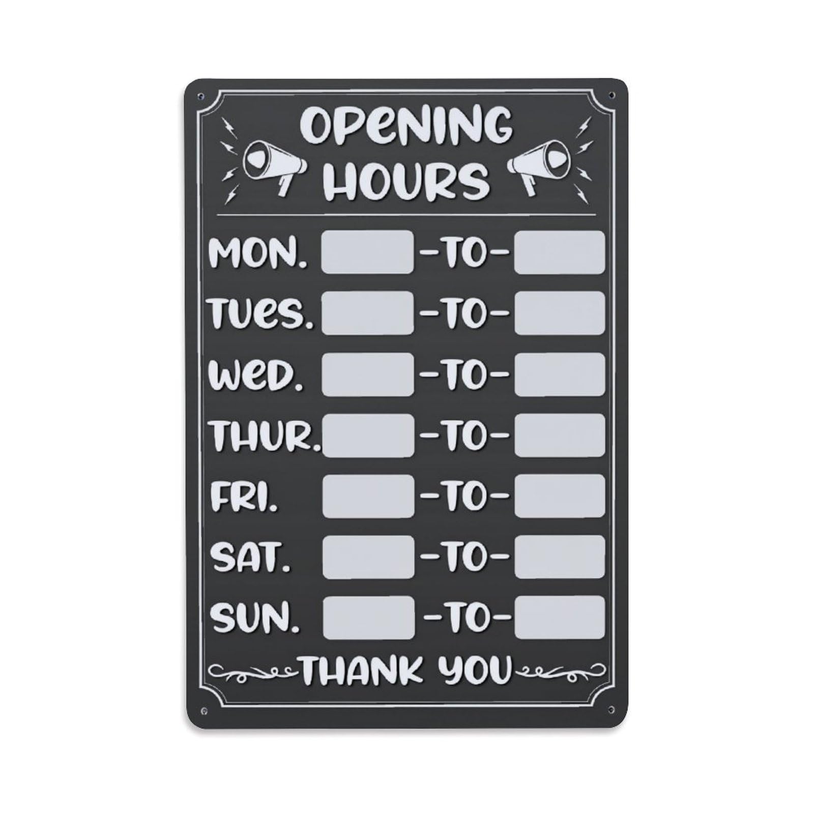 Lzwbntey Vintage Opening Hours Sign Template Metal Tin Sign Retro Wall Decor For Home Bar Garage Cafe, Indoor & Outdoor Decorative Metal Poster, 8X12 Inch