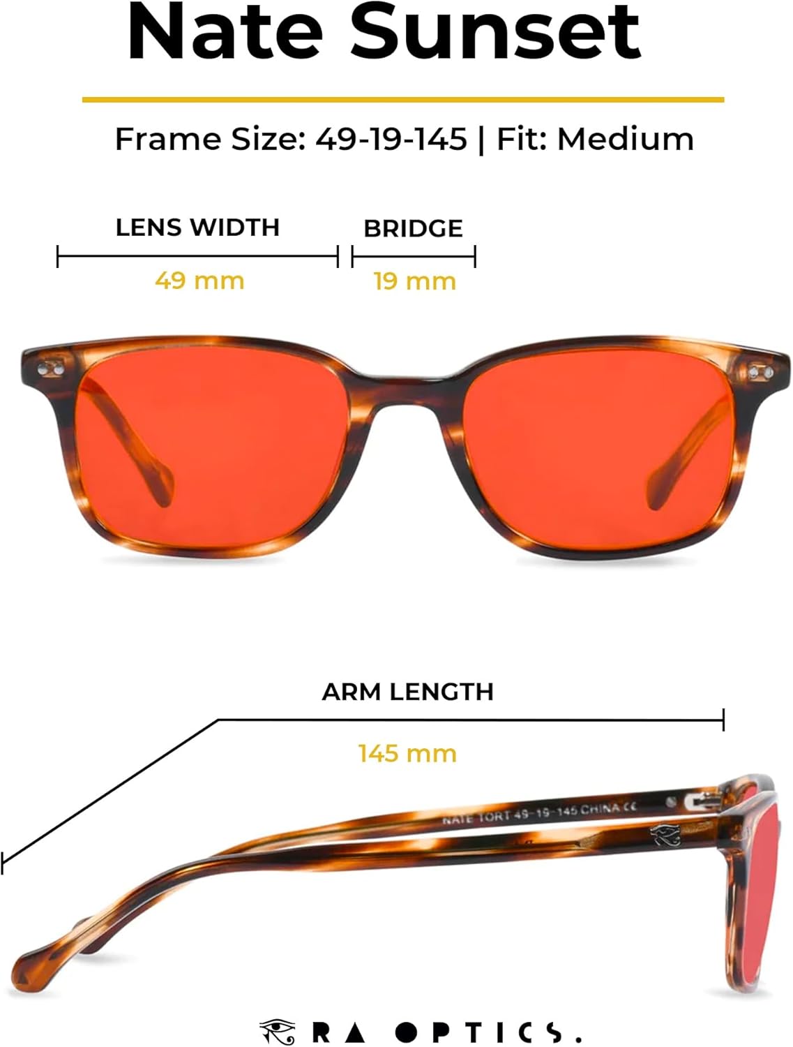 Ra Optics Nate Frame with Sunset Lenses - Science-Based Blue Light Glasses Increase Sleep Quality - Premium Glasses for Men and Women Block Blue Light From Screens - Image 4