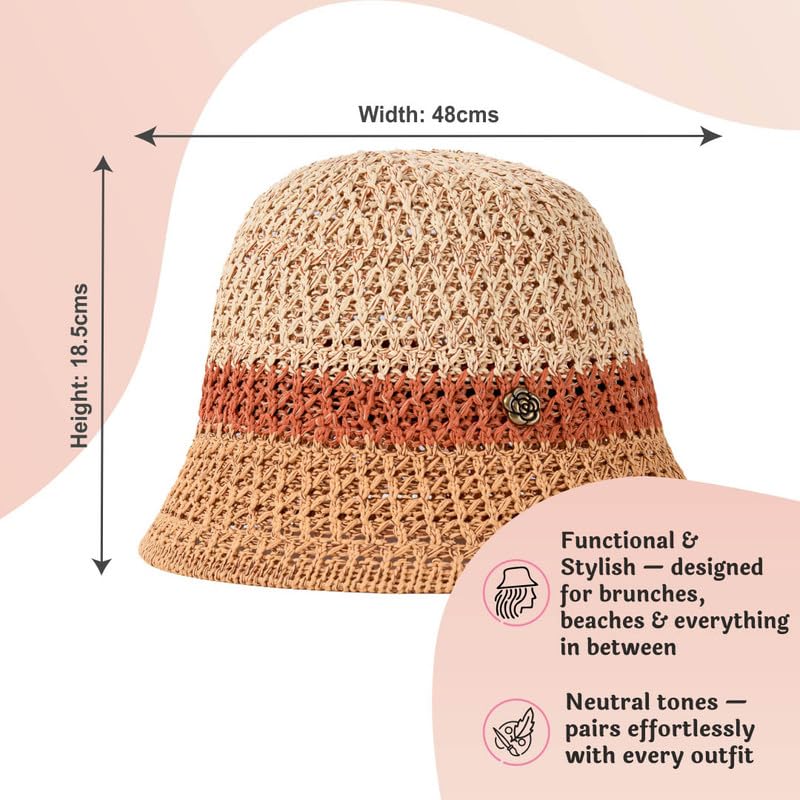 Image of Hair Drama Co. Crochet Bucket Hat for Women | Comfy & Casual Knit Handmade Foldable Floppy Hat | Summer Crochet Bucket Cap for Women & Girls
