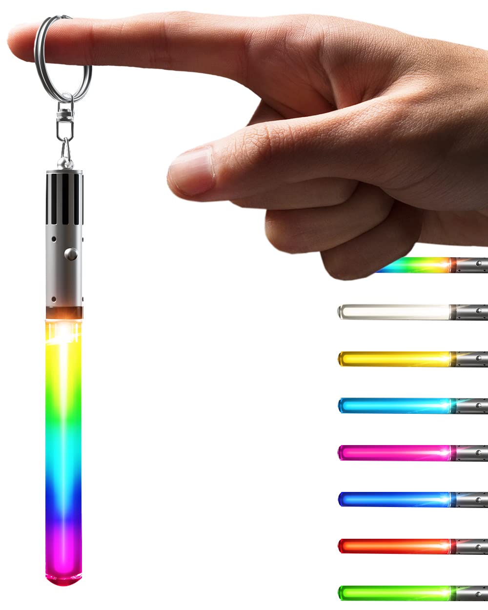 Led Sabers LIGHTSABER KEYCHAIN STAR WARS Glowing Light Up 8 COLOR CHANGING MODES, 8 Color Changing Modes, Pocket