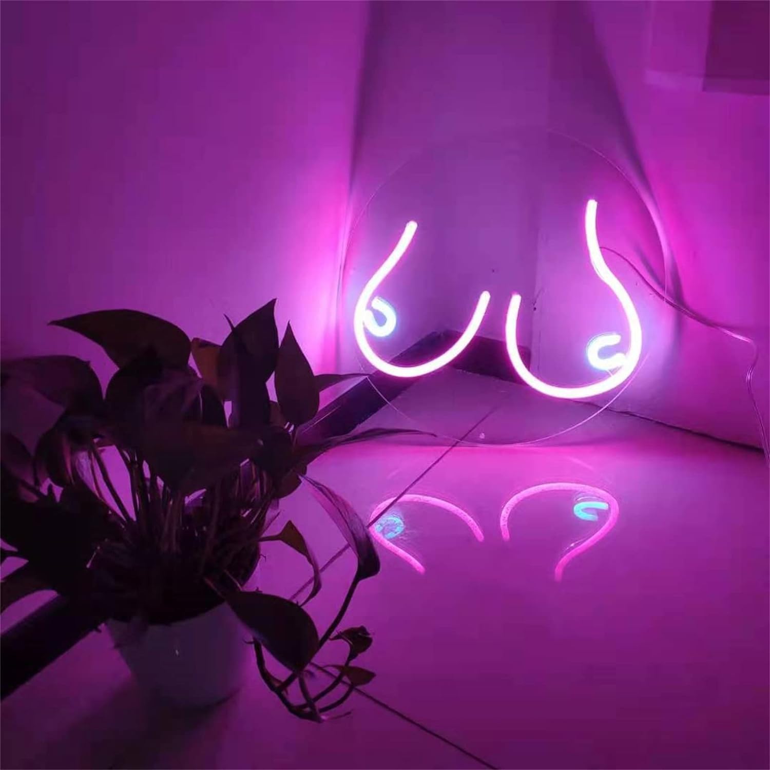 Insegna al neon a LED Insegne al neon in acrilico a LED, Rosa Sexy Beauty Busto Lady Body Art Insegna Luci Camera da letto Appeso a parete Lampada murale Bar Party Club Decor, 30x30 cm