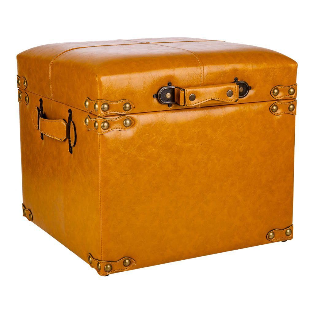 Taburete Cajon de Polipiel AlexandreHouse pouf rangement similicuir marron banc coffre siege