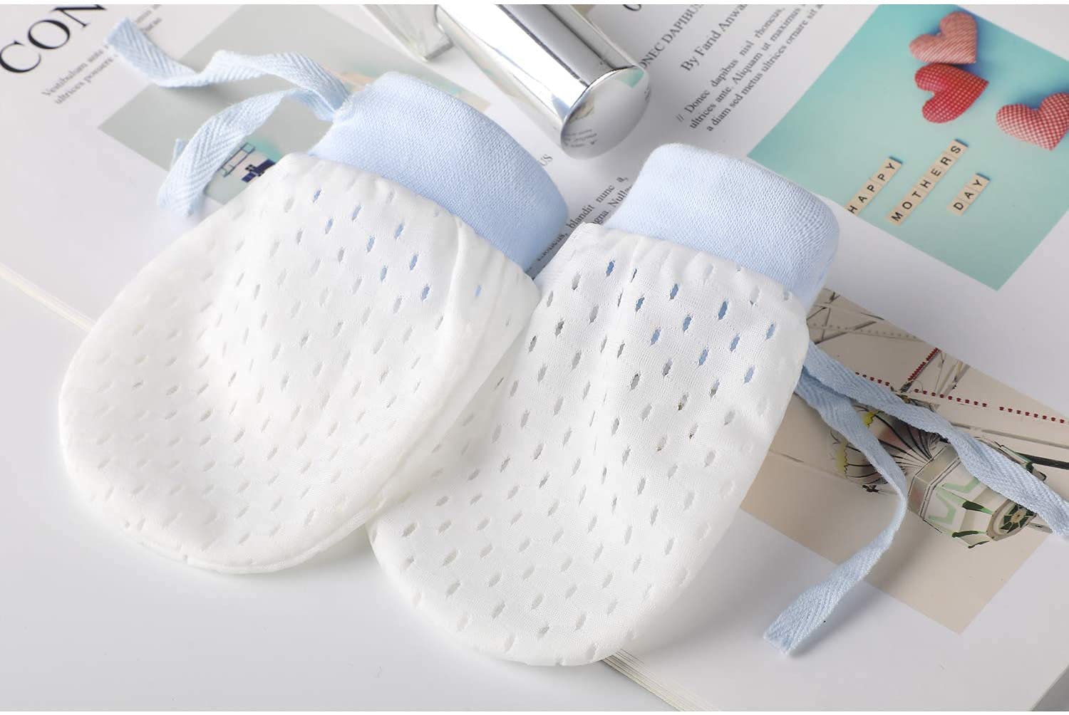 Guanti Neonato Antigraffio Guantini Antigraffio Per Neonati - Cotone 100%, 6 Paia, Taglia 0-6 Mesi, Polsi Lunghi Per Sicurezza Polsi Lunghi Sicuri - Foto 4