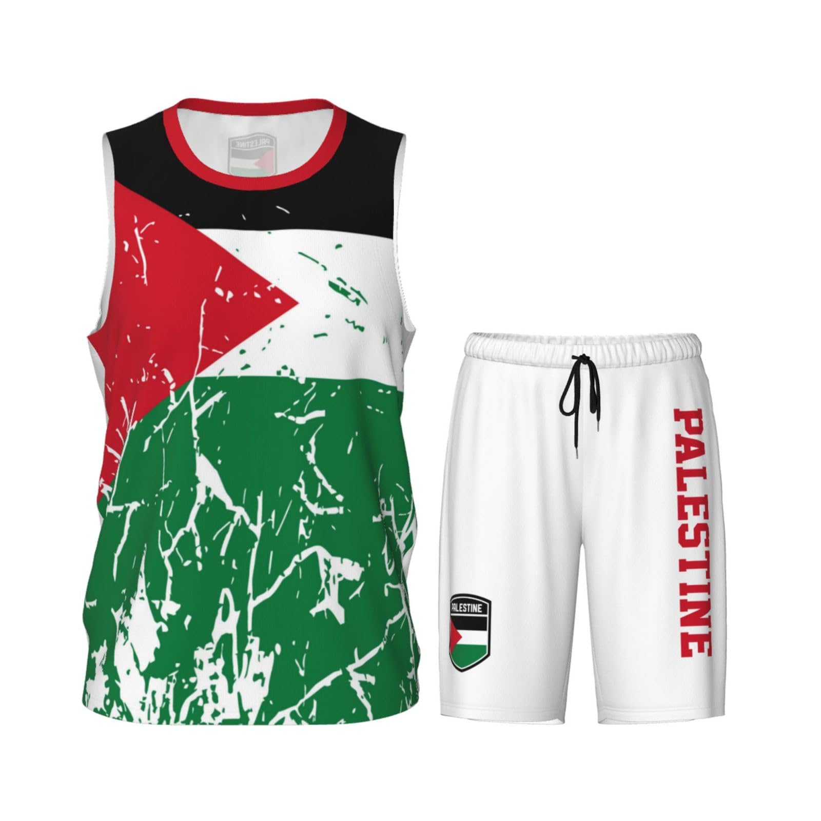 Palestine Flag Grain (4) Basketball Jersey Uniform Suit for Men Adults Training Athletic Set