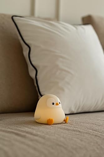 Miniatura 7 de Linda luz nocturna de pingüino, lámpara de animales, silicona de grado alimenticio, recargable, 2 niveles regulables, luz nocturna blanda para