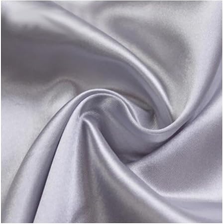 Amazon 光沢のある ソリッドカラー 無地 シルク サテン 絹 織物 マルチ 生地 布 素材 全12色 シルバーグレー 布 生地 通販