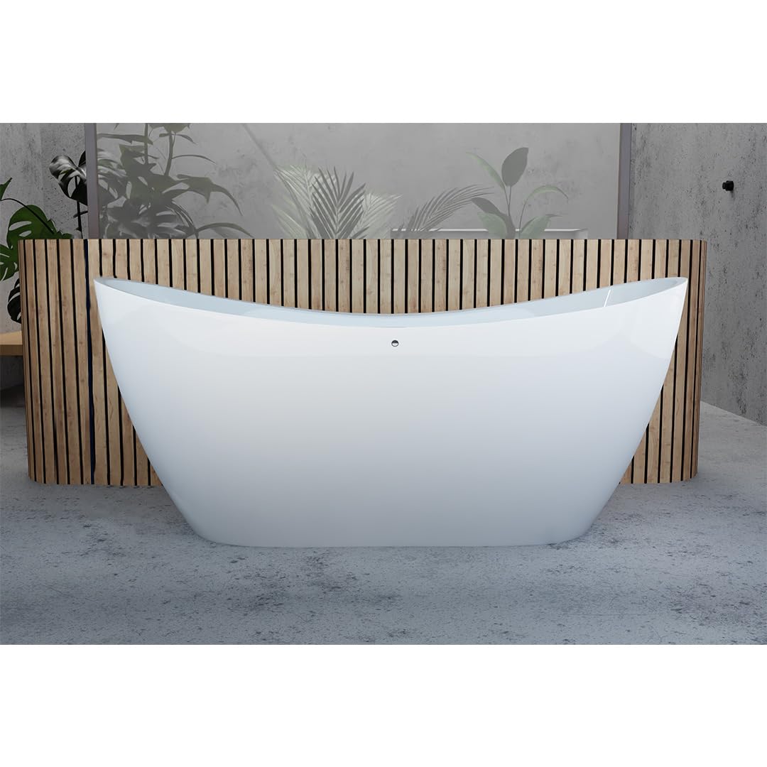 Vasca da Bagno Idromassaggio Freestanding Ovale Bianca 170x80cm - Alba