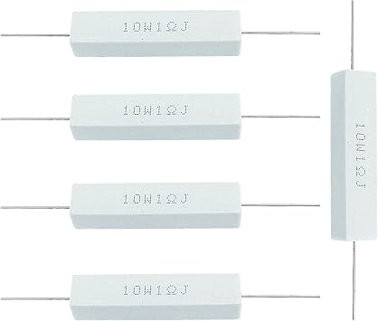 10w 1 Ohm Ceramic Cement Resistor, Wire Wound Power Resistor Assortment Used in Computer, TV Set, Apparatus 5 Pcs