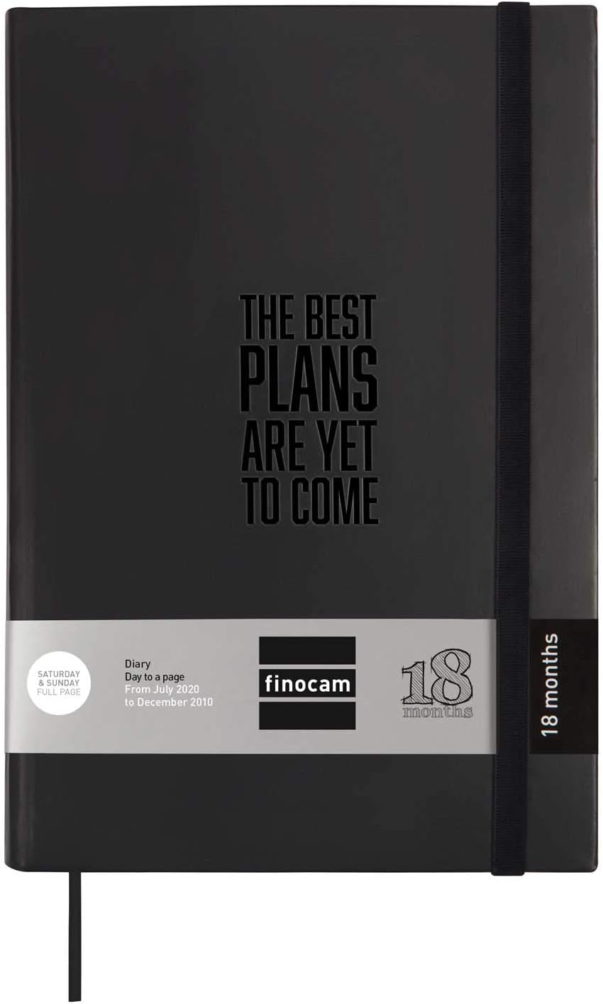 Finocam - Agenda 18 Meses 2020-2021, Y11, 165 x 242 1 Día Página Boston, Negra, Multilingüe