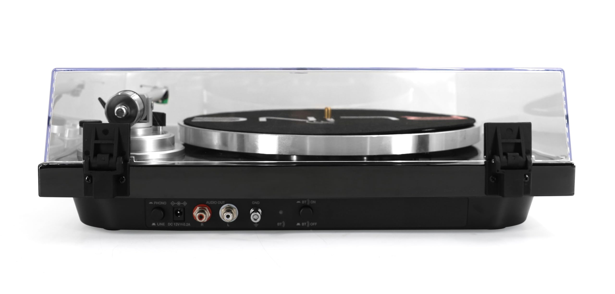 RLINE - Giradischi Vinili Bluetooth Nero Lucido, Lettore Vinili 33 e 45 Giri, Piatto 12" in Alluminio Pressofuso, Cartuccia Magnetica VM-95E, Pre-amplificatore Attivabile, Funzione Anti-Skating