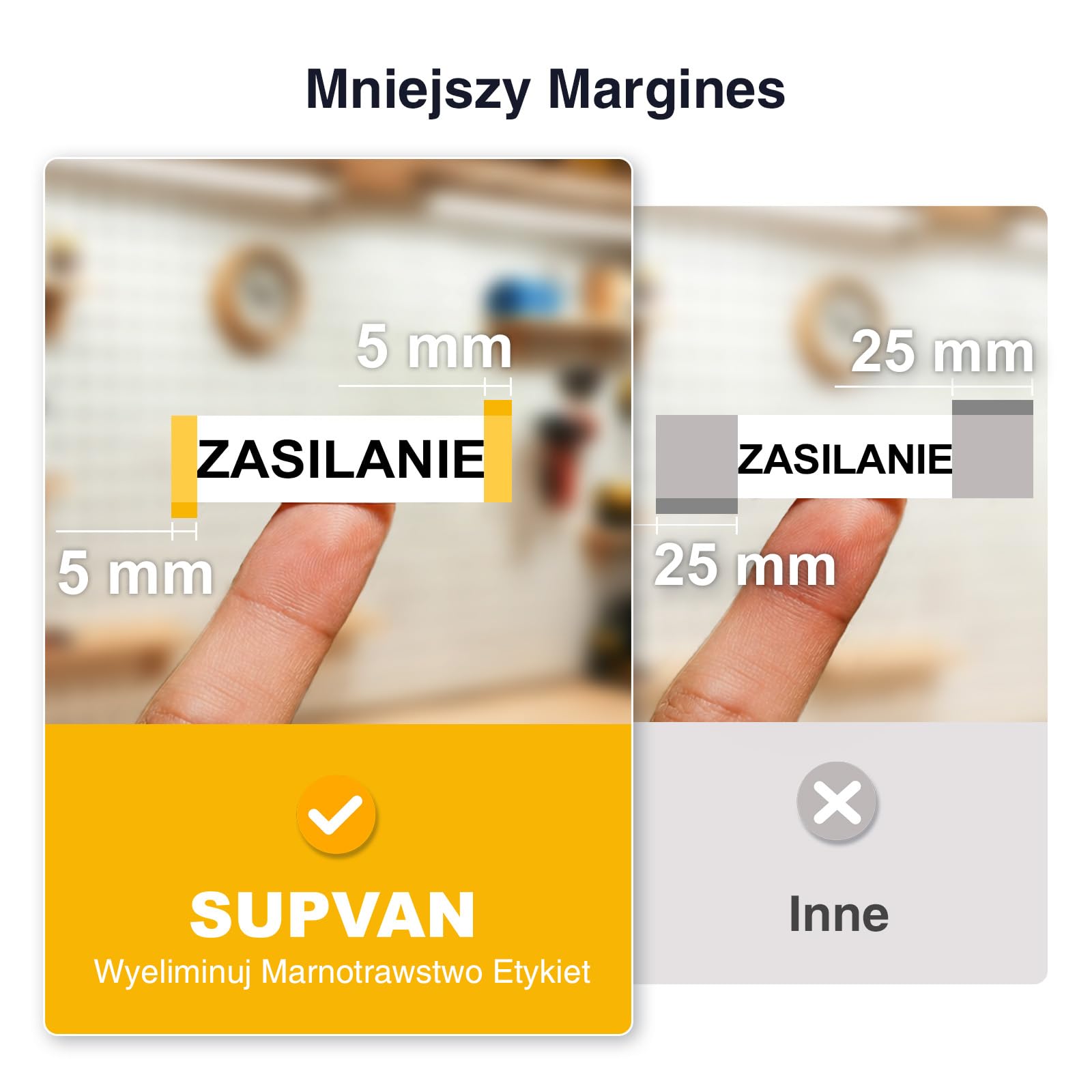 SUPVAN G15M Drukarka Etykiet z 4 Rolki Etykiet & APP (Android & iOS) | 11 Typów Etykiet, Podświetlany Ekran, Druk 4 Linii, 3 Skróty Etykiet, Ładowalny, Mniejszy Margines, do Domu & Na Zewnętrzne