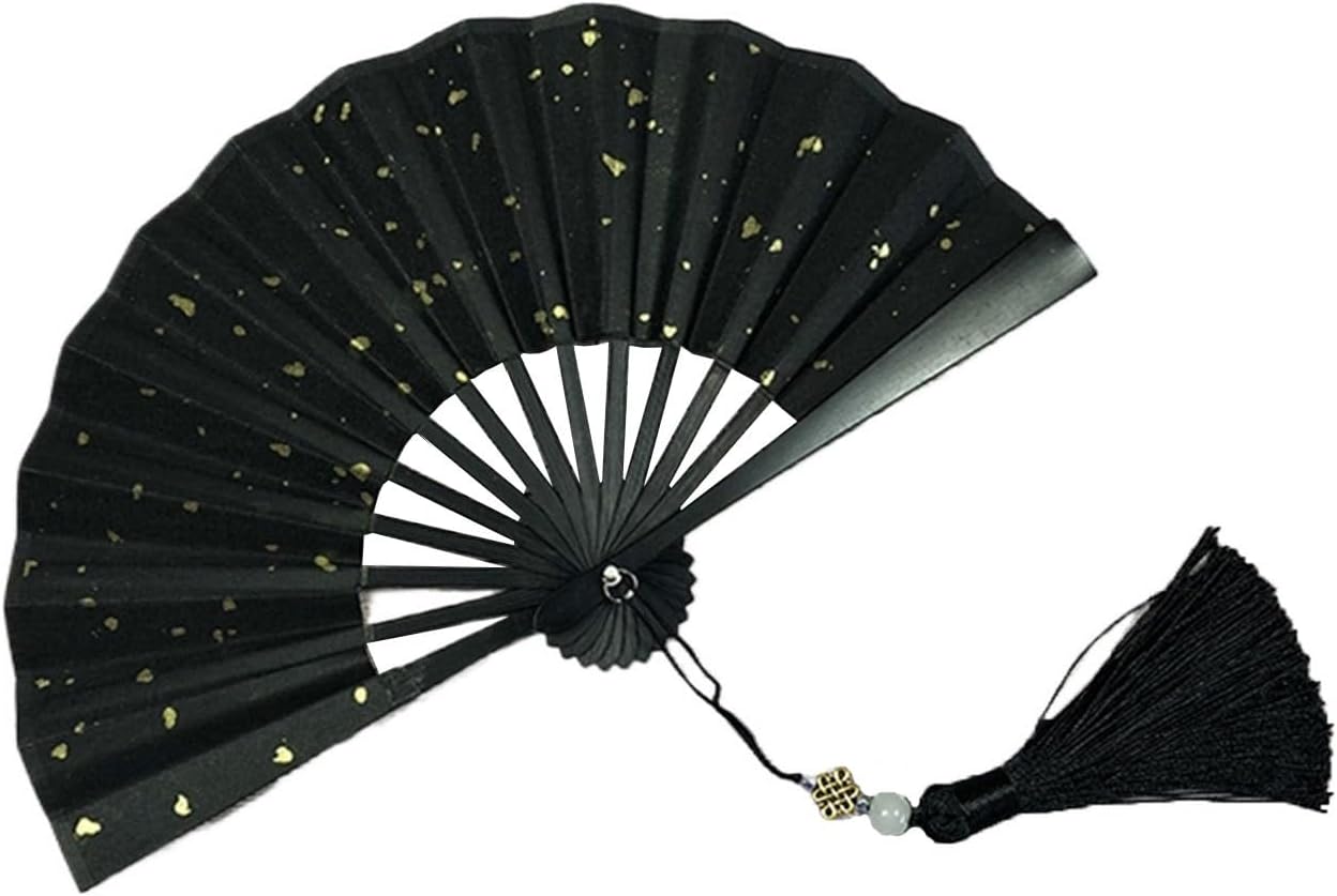 4-6inch Mini Foldable Hand Fan for Women Portable Handheld Folding Fan for Weddings Fashion Accessories and Gifts(4in,Black C)