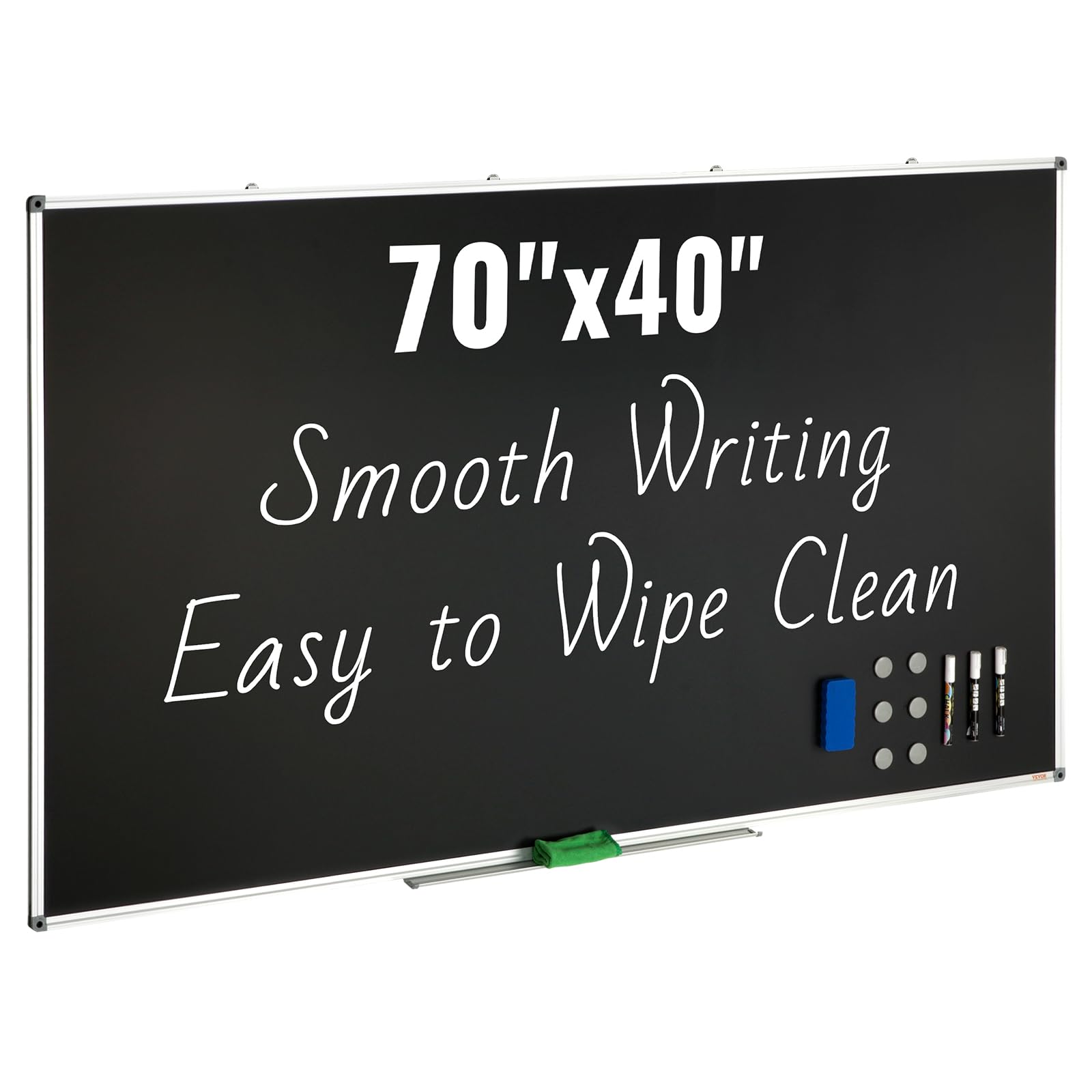 VEVOR Pizarra Magnética 175x100cm Pizarra de borrado en seco Marco de aluminio resistente Fácil montaje en pared con 3 rotuladores 1 borrador 6 imanes para presentaciones Trabajo Oficina Hogar Escuela