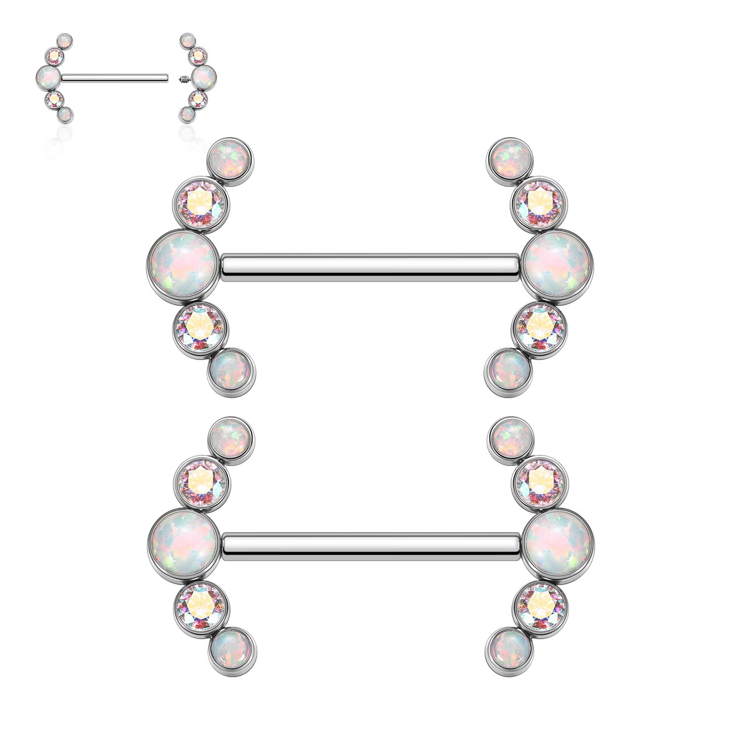 GAGABODY Pair 14G Nipple Rings G23 Titanium Internally Threaded Nipple Barbells 12mm-18mm Bridge Piercing Jewelry Straight Nipple Bar for Women Men