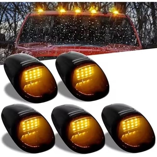 2025 Upgrade Solar Cab Lights for Trucks - Wireless No Drill Roof LED Marker Lights with Vibration Sensor | Solar Powered Waterproof Clearance Lights for Semi Truck, Pickup
