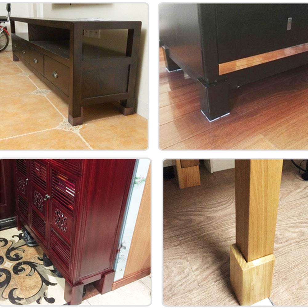 Furniture legs Rehausseur de Pieds de Meuble ou lit, Hauteur 3cm, 5cm, 8cm, 10cm, Robuste en Bois Massif Rehausseurs pour canapé, Table, Chaise, 4 pièces, Couleur Bois Naturel (sans Peinture)