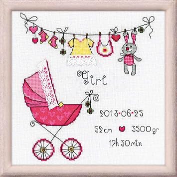 RIOLIS 1417 Its a Girl! Counted Cross Stitch Kit 7.87 x 7.87 in