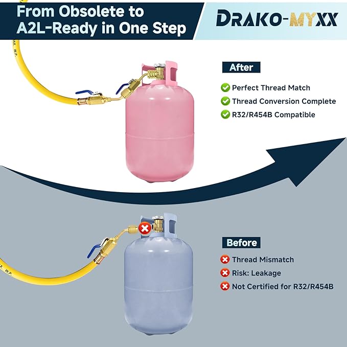 Adaptador de Válvula Esférica para R-32/R-454B, 3 Piezas, 1/4" miniatura 5