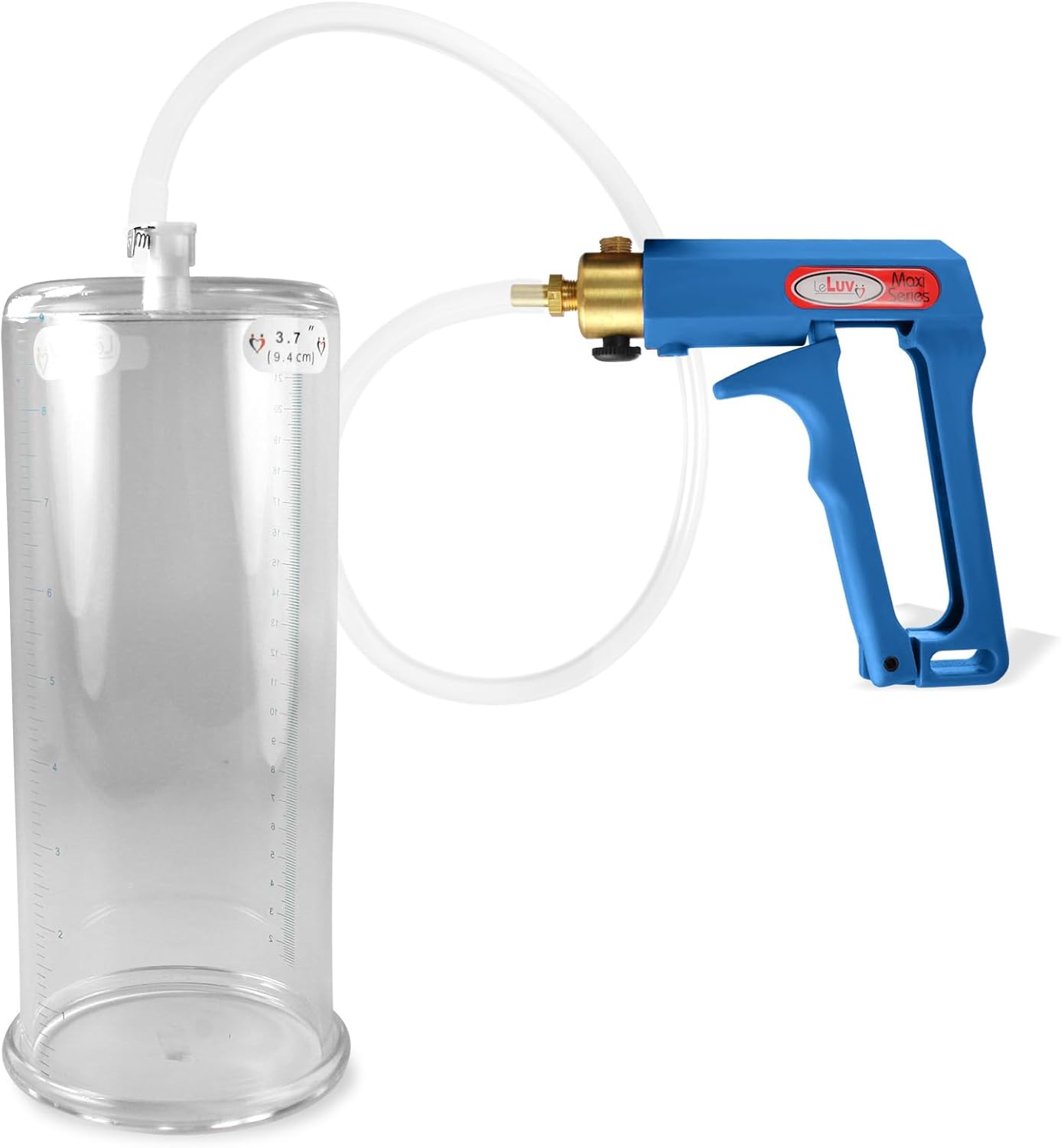 LeLuv Penis Pump Maxi Blue Handle with Clear Hose - 9 inch Length x 3.70 inch Diameter Cylinder
