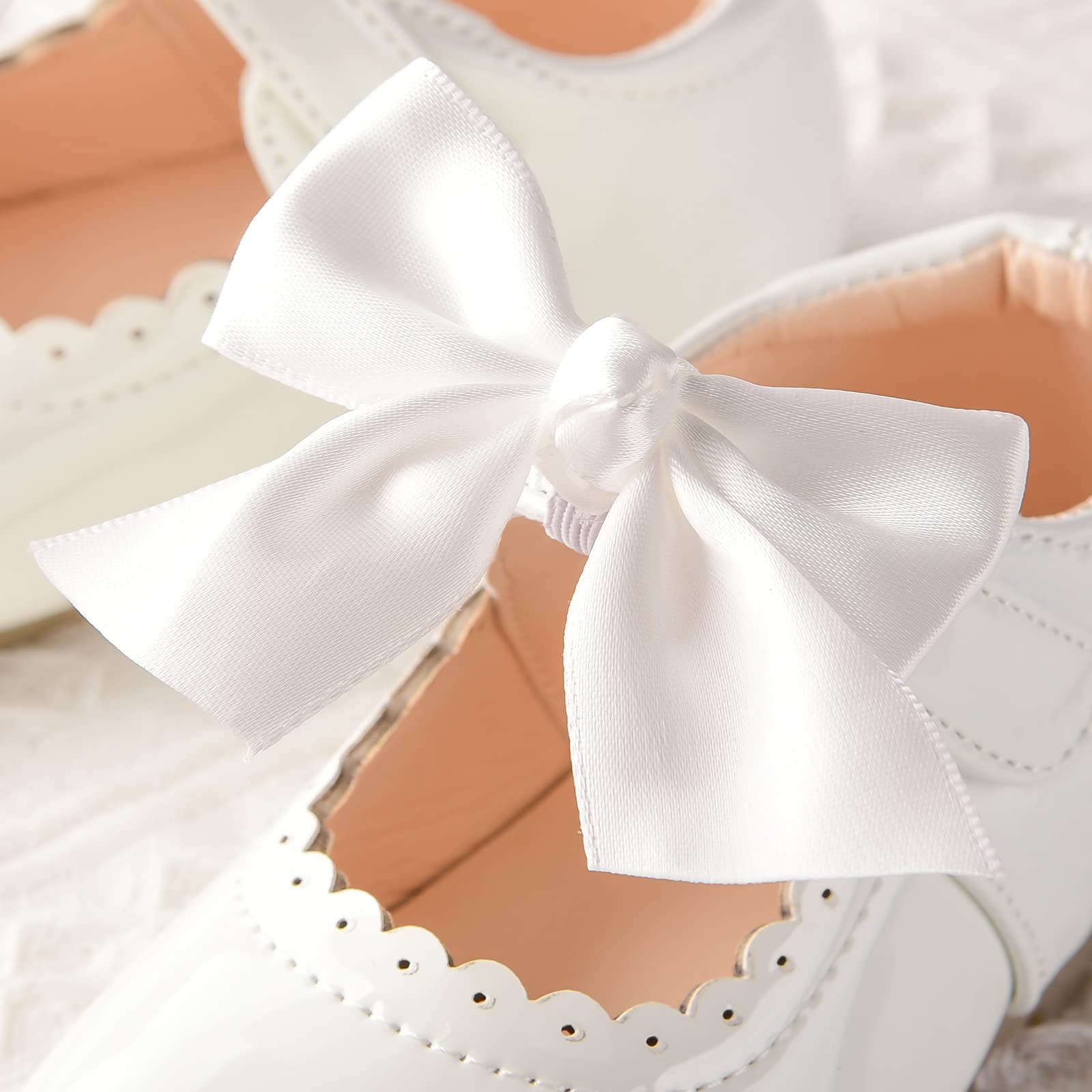 JerrisApparel Chaussures Fille Vernis Nœud Robe Mary Jane Plates