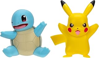POKEMON PKW3586 First Partner 2 Pack-2-Inch Squirtle and Pikachu Battle Figures with Authentic Details, Multicolour
