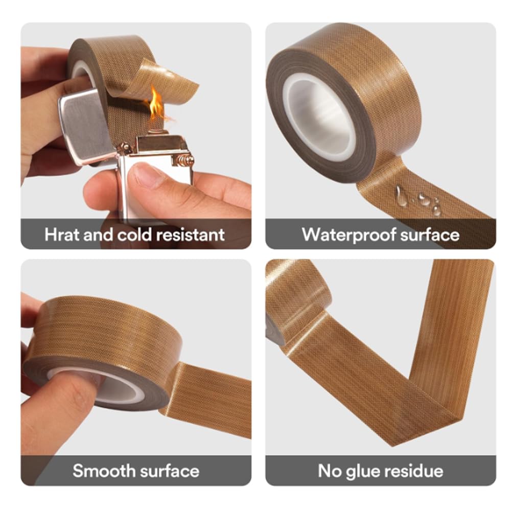 PTFE-Hochtemperatur-Isolierband – Antihaft-Klebeband for Vakuumiergeräte und Heißsiegelgeräte(0.18x1mx10m withadhesive 10pcs)
