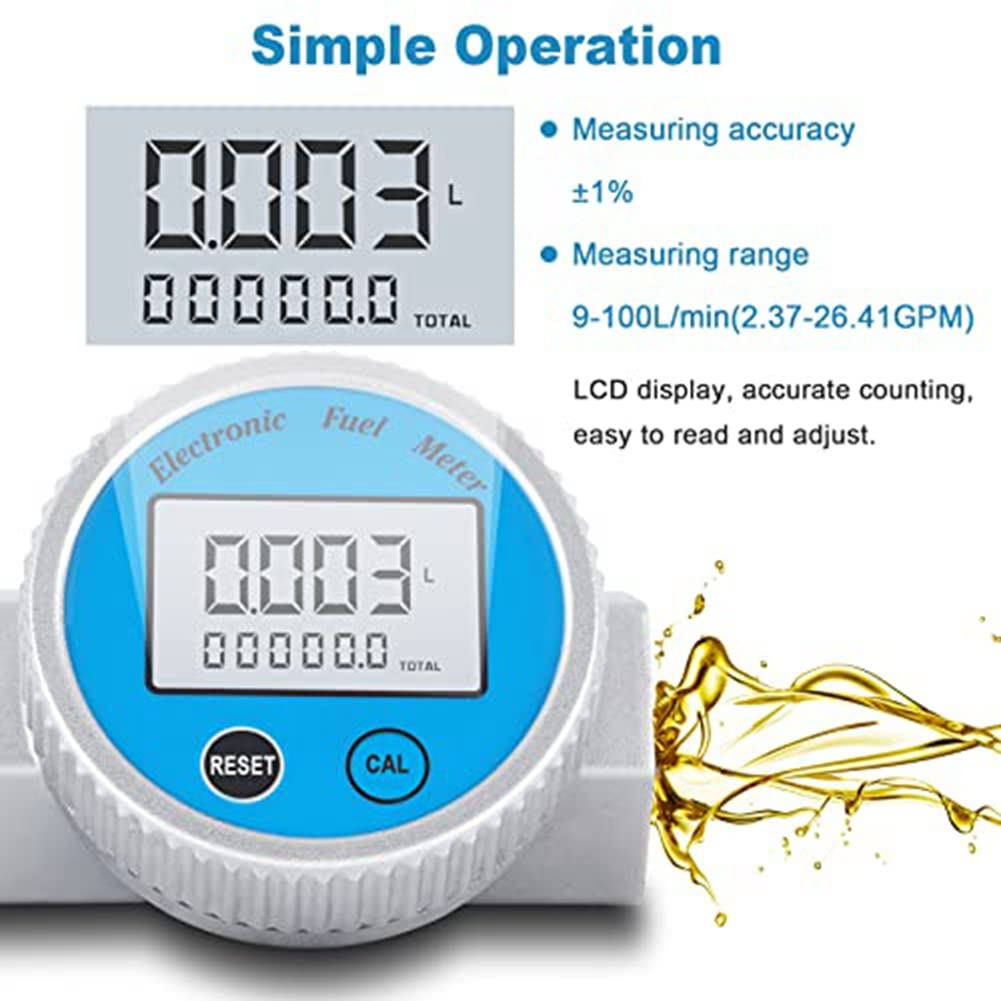 Medidor de flujo de turbina impermeable digital 2.37-26.41GPM 1 pulgada NPT para agua diésel metanol queroseno aceite