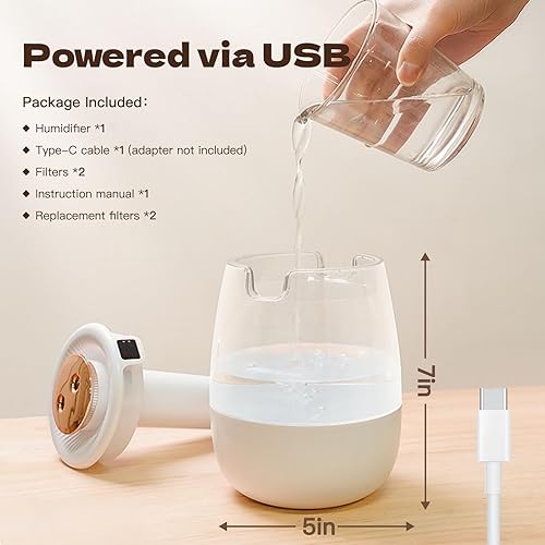 Miniatura 6 de Humidificador de aire de doble pulverización para dormitorio, humidificador silencioso de niebla fría para plantas, dormitorio, oficina, hogar,