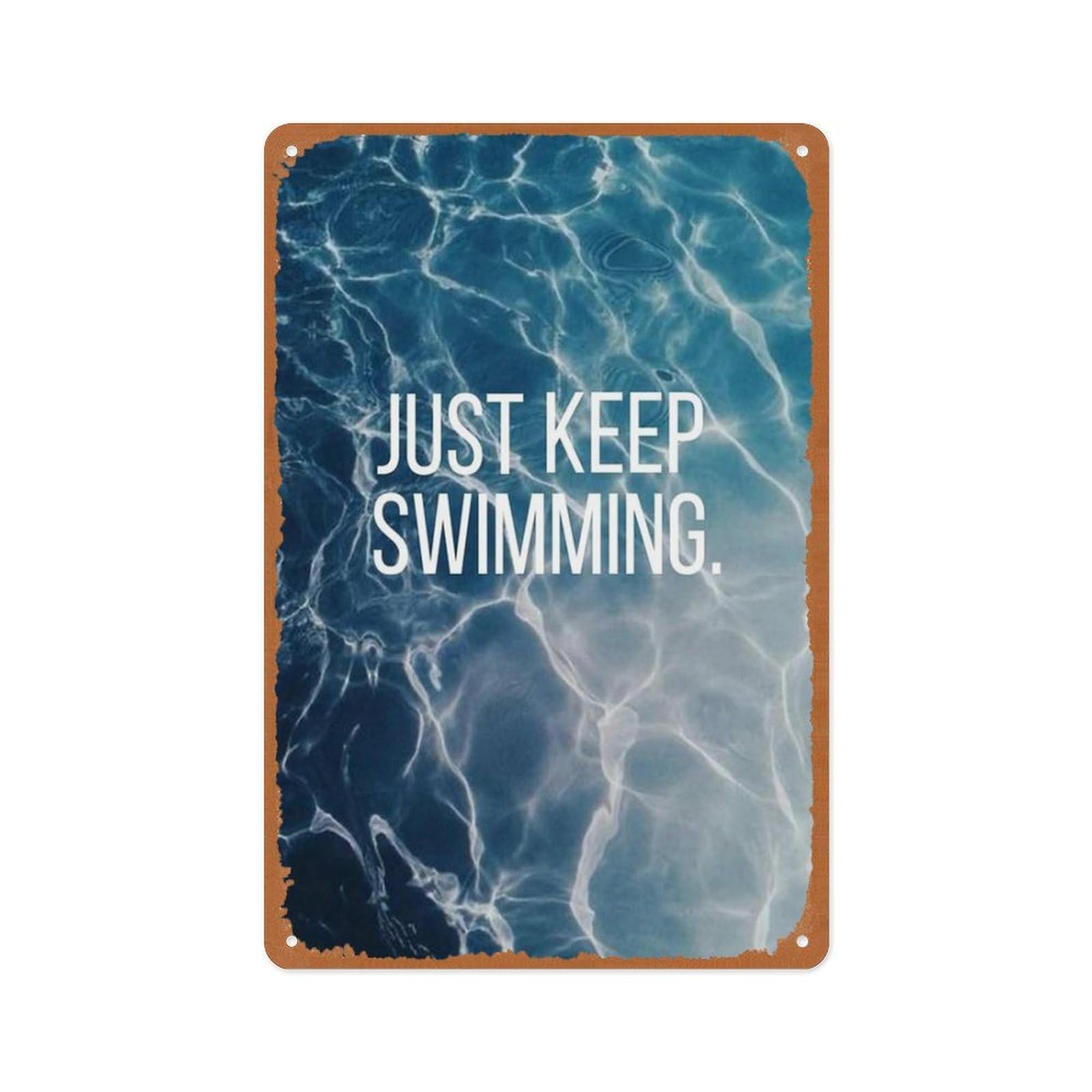 peiyeety Just Keep Swimming Poster Vintage Metal Sign Home Man Cave Art Poster 8x12 Inch