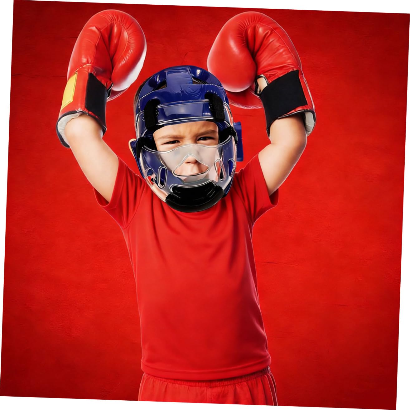 Casco Protettivo per Karate Ragazzi Blu, Leggero e Regolabile | Imbottitura in Schiuma ad Alta Densità, Adatto a Sparring e Allenamento, Protezione Facciale per Giovani
