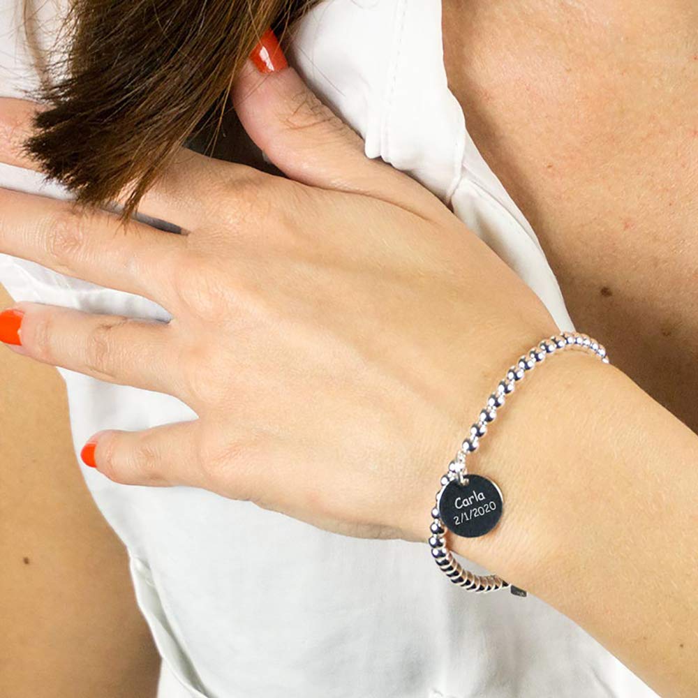 CALLE DEL REGALO Pulseras de plata personalizadas para mujer con texto grabado