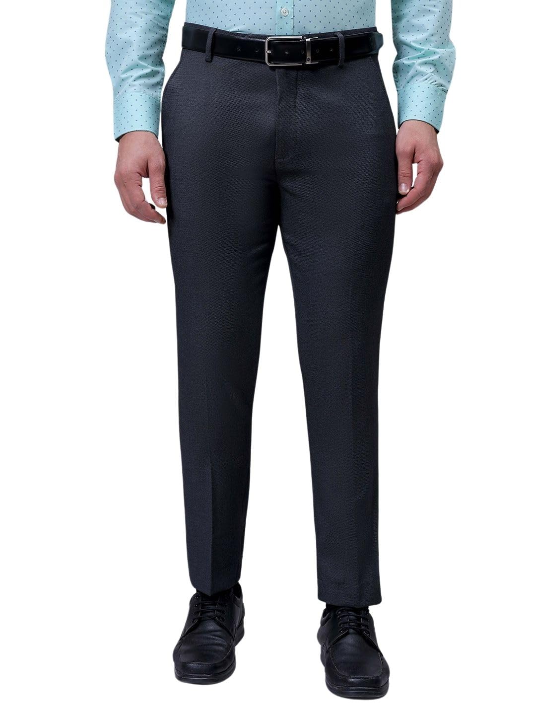 Men Slim Fit Self Design Formal Trousers-image-42