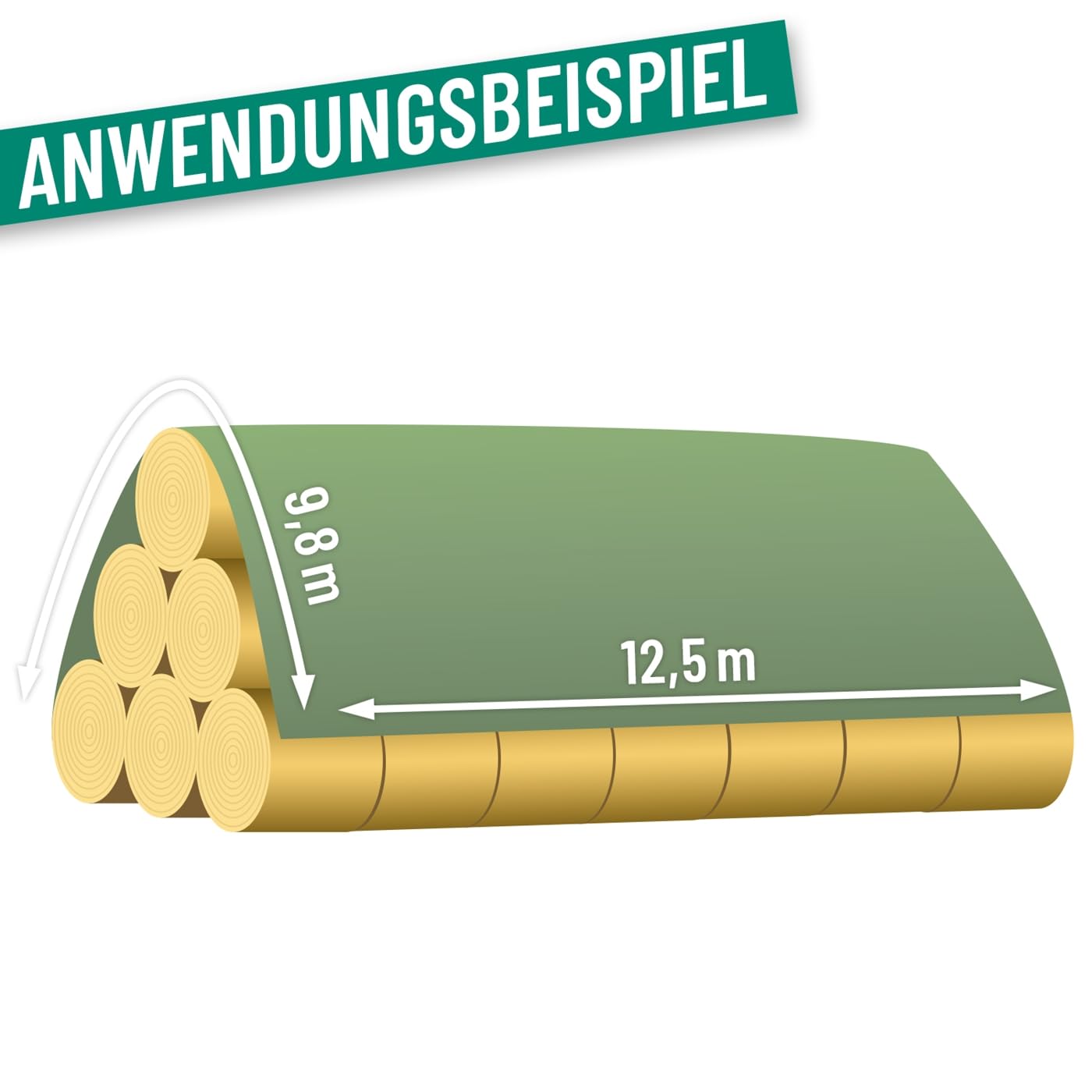 VOSS.farming Heuvlies 9,8 x 12,5m, Strohvlies, Strohballenschutz, Rundballen-Vlies 140g/m²