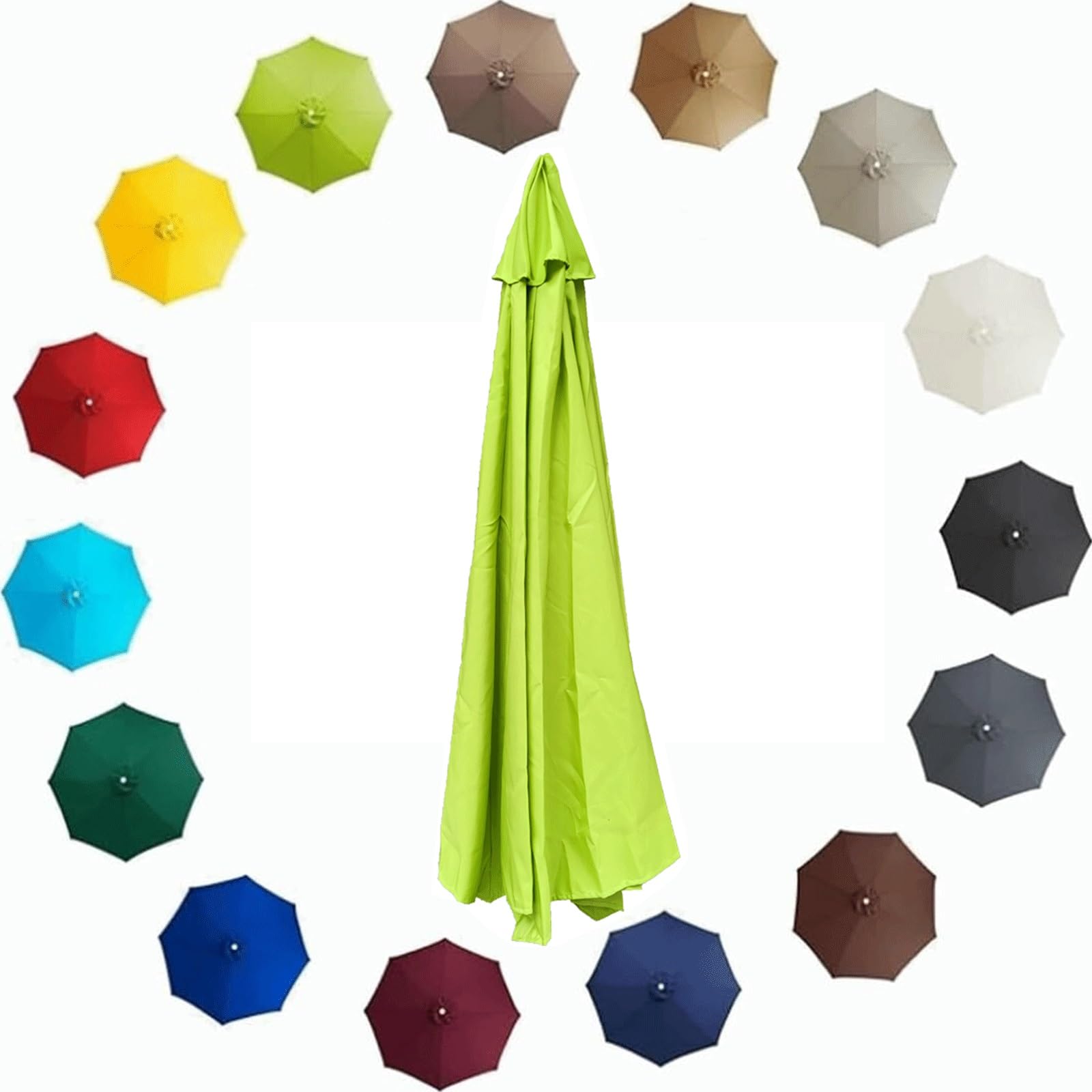 uyeoco Replacement Parasol Canopy, 2M/2.3M/2.7M/3.0Meters 6 Arms/8 Arms Parasol Replacement Canopy For Garden Umbrella Top Waterproof(Grass green,2.3m/8 ribs)