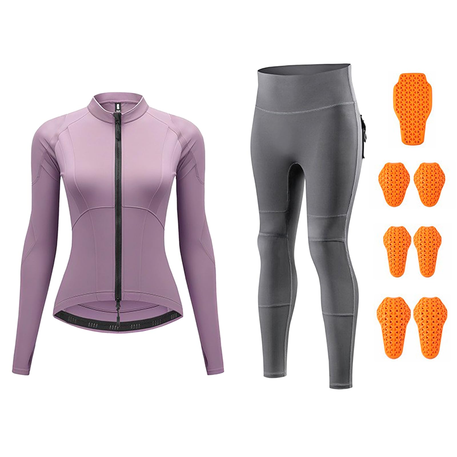 Ropa Protectora de Moto para Mujer, Conjunto elástico 2 Piezas | Manga larga y pantalón de talle alto crean un perfil estilizado que se integra fácilmente con botas y accesorios de conducció