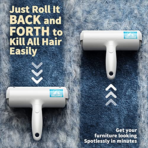 DELOMO-Pet-Hair-Remover-Lint-Roller-for-Pet-Hair-Cat-and-Dog-Hair-Remover-for-Couch-Furniture-Carpet-Car-Seat-Reusable-Pet-Hair-Roller-WSelf-Cleaning-Base-Upgraded-Animal-Fur-Removal-Tool