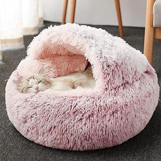 Dailing Cat Bed Dog Bed Pet Bed Fluffy Plush Pet Cave Bed Cushion Cuddle Cozy Pet Nest Pet Round Basket Bed Sleeping Bed Mat For Small Dogs Cats Kitten Puppy Non-Slip Bottom Pink Liner Plush (Liner Plush, Pink)