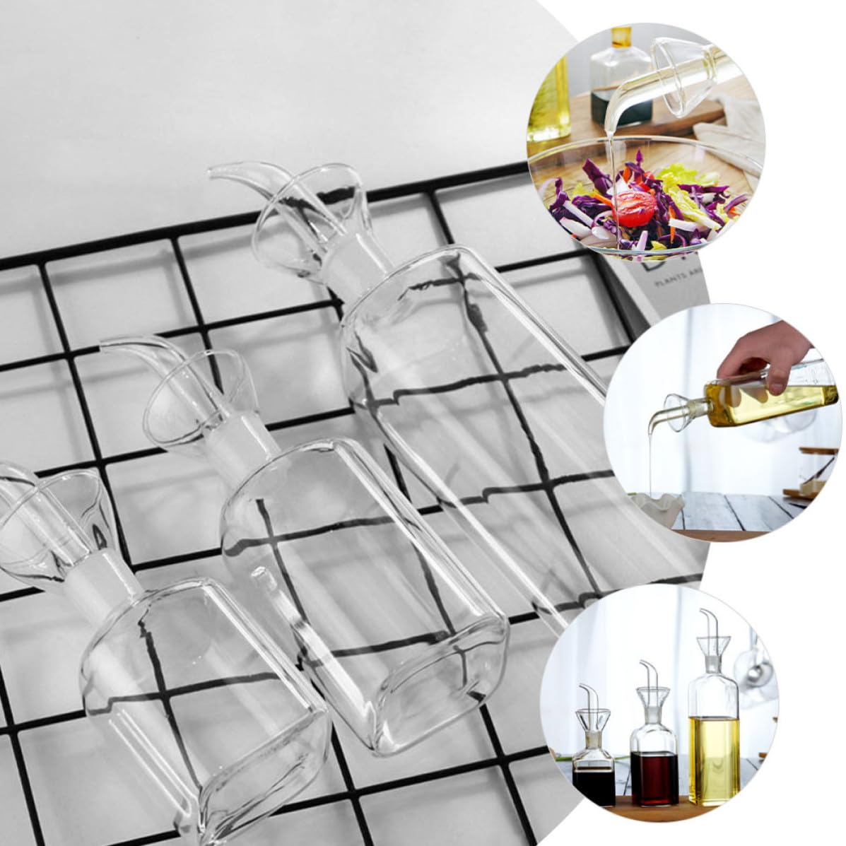Gadpiparty 3 Piezas Set de Aceitera de Vidrio Antigoteo 500ml 250ml 150 Ml