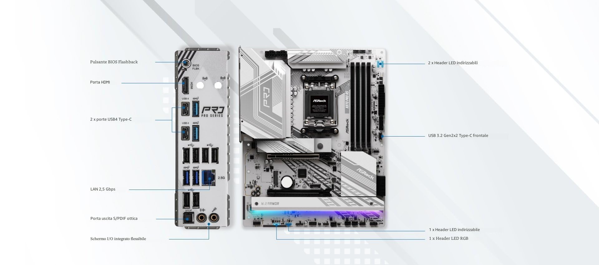 ASRock Scheda madre AMD X870 Pro RS AM5 DDR5 PCIe 5.0 ATX