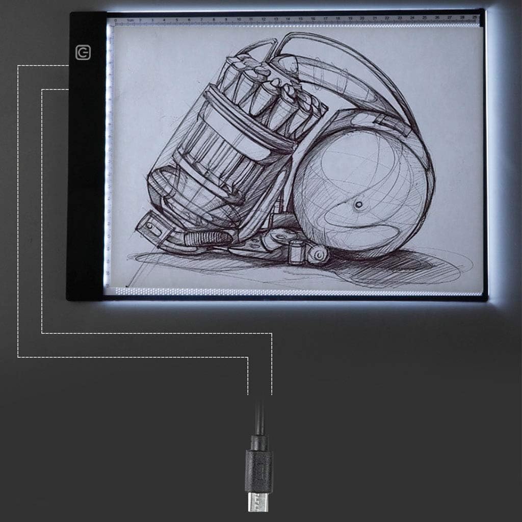 Light Box Portable Ultra-Thin Lightbox Drawing Stepless Brightness Adjustment Led Tracer USB Interface with Ruler Artist Anime Sketch Design Template,