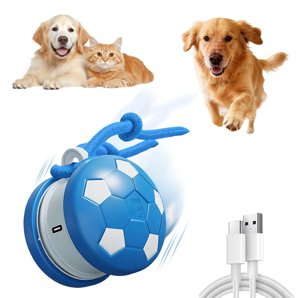 Balle interactive mobile pour chien bleu taille moyenne jouet couineur