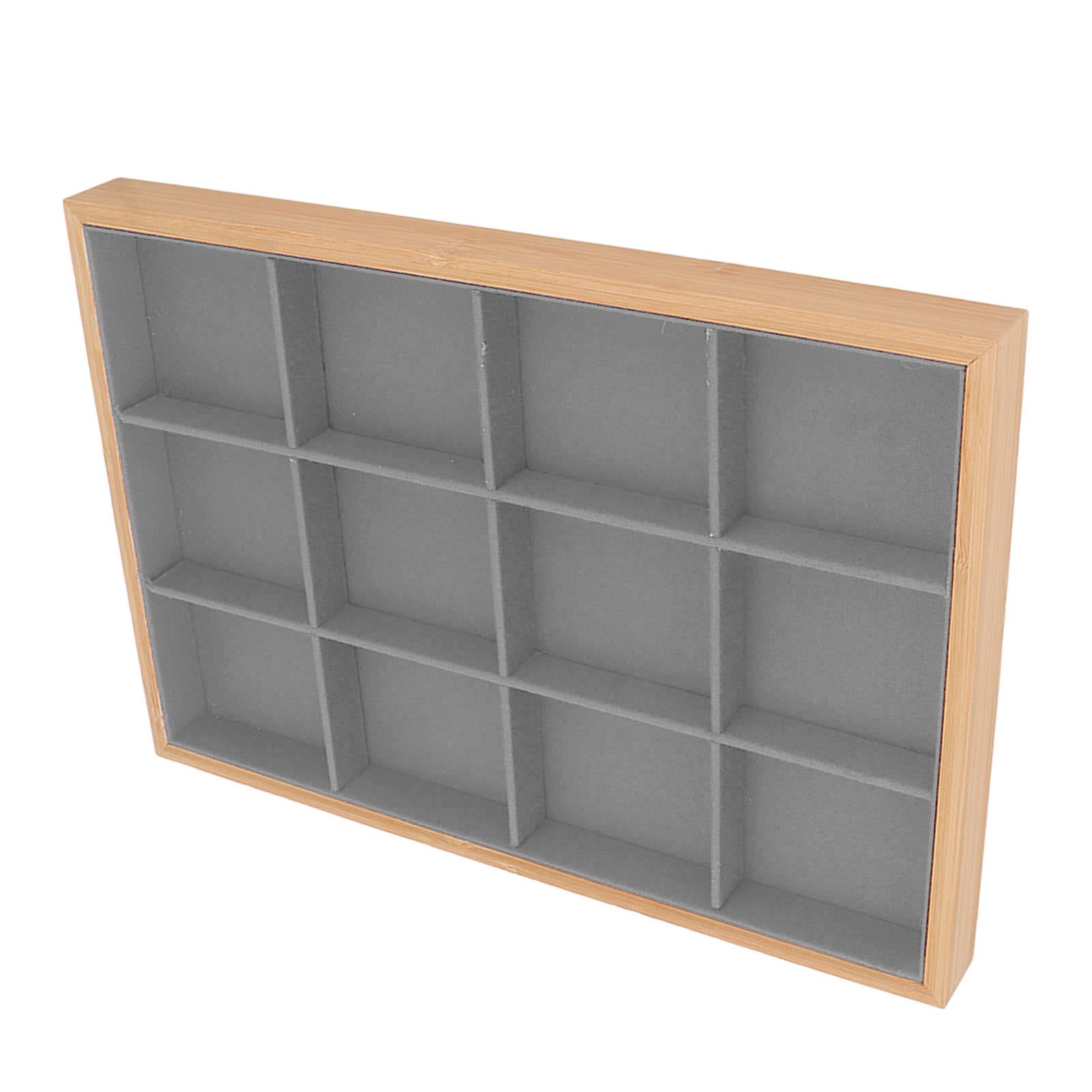 HOPHO Jewelry Storage Tray Modern Look Smooth Jewelry Tray 12 Light Grid for Watch Earrings (Gray)