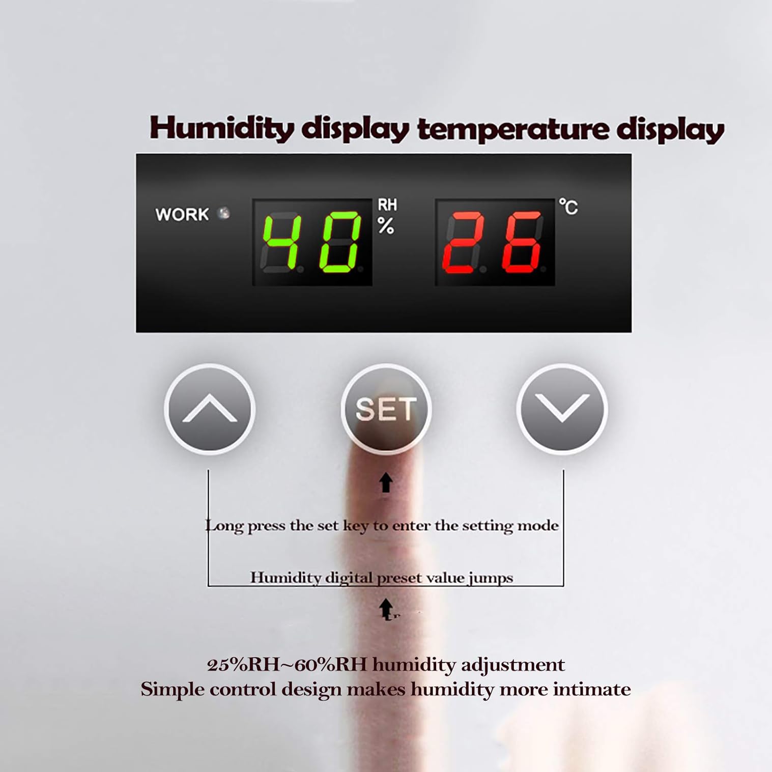 Armario deshumidificador de 50 litros con Control Digital por cámara, Caja desecadora electrónica automática silenciosa con Control de Humedad y luz LED. (Black)