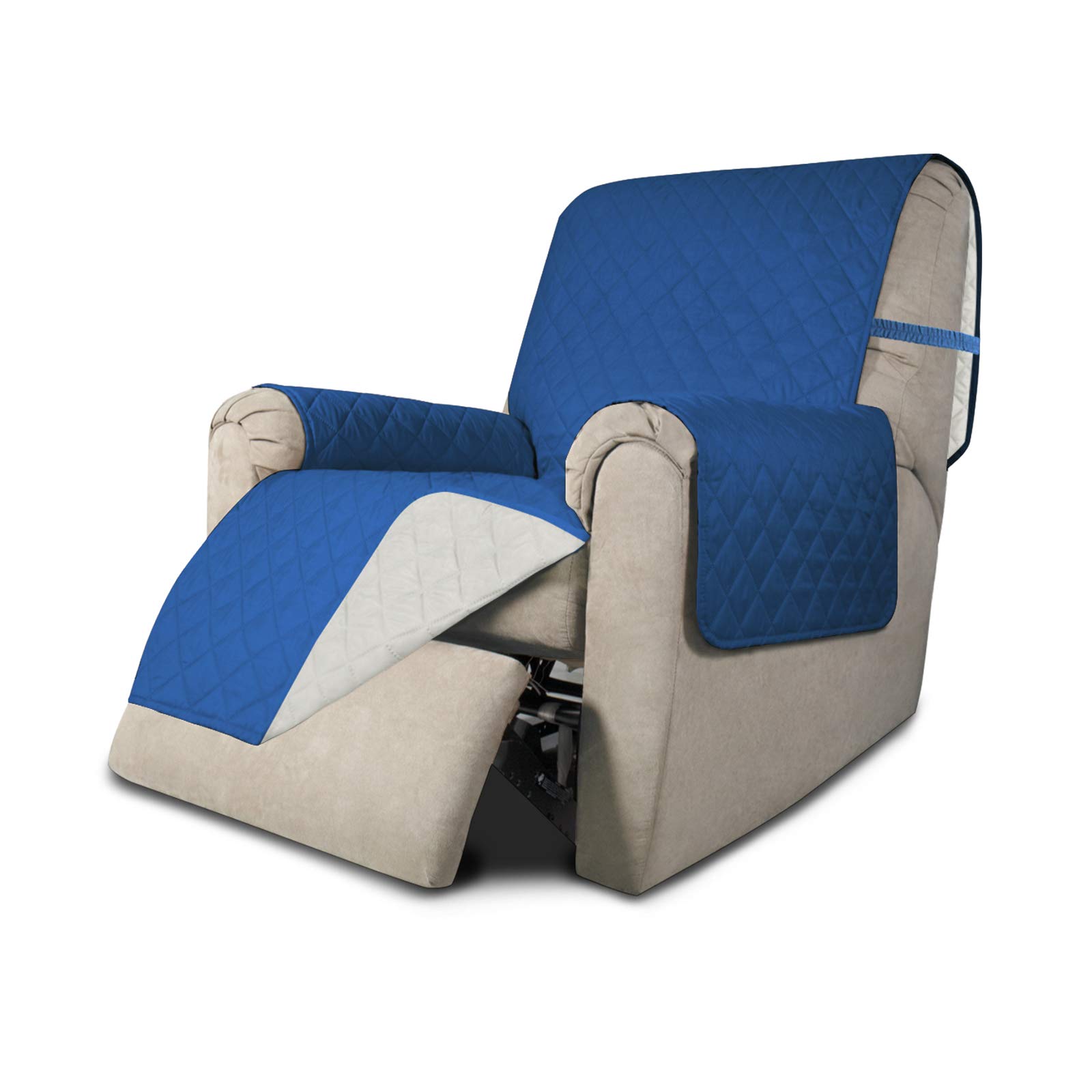 Easy-Going Reversible Couch Cover, Recliner 19 in, Blue/Ivory