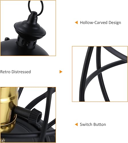 Miniatura 4 de SUNLLOK Lámpara de mesa de metal vintage para sala de estar, industrial de 12.2 pulgadas de alto, lámpara de escritorio de lectura antirrústica, luz