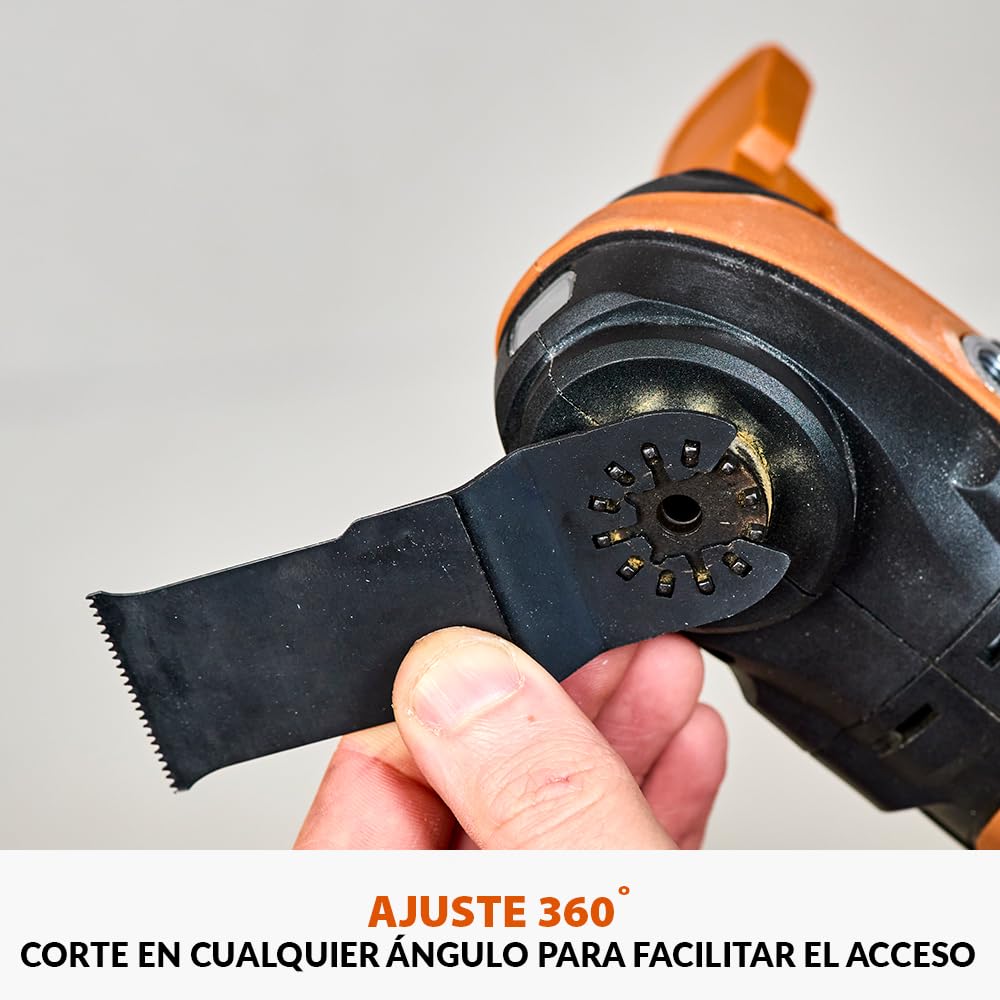 Evolution Power Tools R18MLT-Li Multiherramienta Inalámbrica Con Batería EXT De Iones De Litio De 18 V, Multiusos Y Multimaterial Para Cortar, Moldear, Raspar Y Lijar | Batería No Incluida